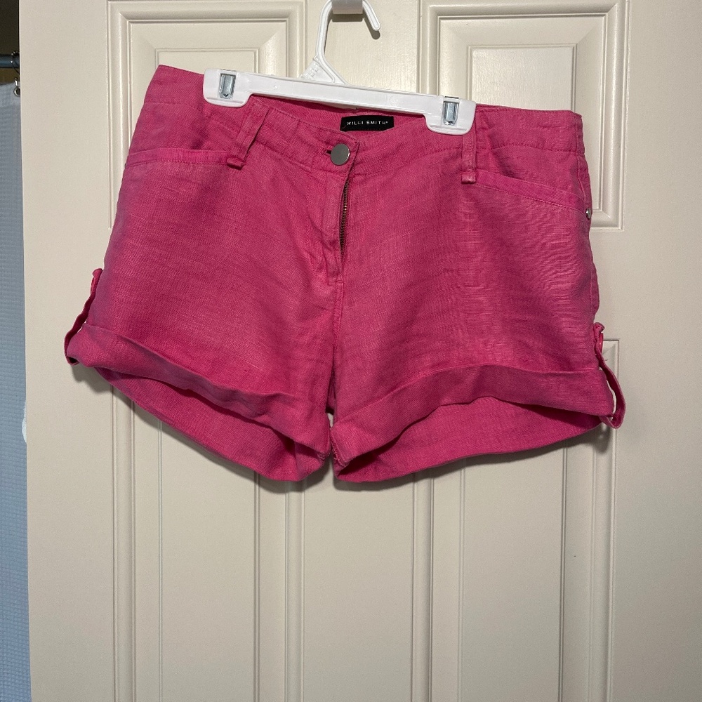 Pink linen shorts